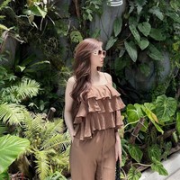 Vêtements femmes ensemble usine naturel lavable Vietnam fabricant ensemble trier pour fille 2 pièces long spaghetti