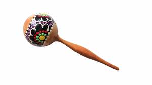 SOLOBEAT Maraca Profesional Tradicional de Madera, Instrumento de Percusión Artesanal con Arte Tribal Pintado a Mano, Modelo MARACAS - Product Image 2