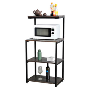 Estante de Cocina Ensamblado de 70x30x122cm, Modelo KB68043, Estructura de Hierro y Madera de Caucho, para Almacenamiento en el Hogar, Horno Microondas y Organización de Especias - Product Image 1
