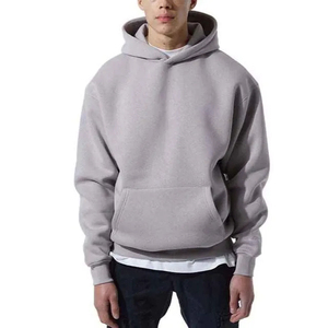 เสื้อฮู้ดดี้ผู้ชายไซส์ใหญ่ ผ้าฟลีซหนานุ่ม แบบเรียบ สไตล์สตรีทแวร์ ไหล่ตก - Product Image 4