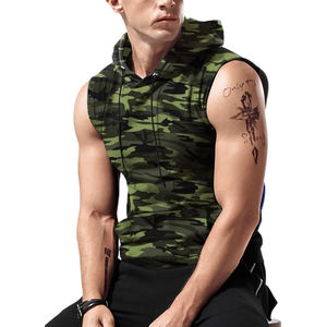 Street Wear Casual Custom Logo 100% Cotton Breathable Eco-Friendly <b>Men</b> Gym <b>Sleeveless</b> <b>Hoodie</b> Pullover Fitness Workout Spring - Product Image 2