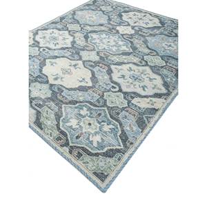 Alfombra de Lana Anudada a Mano con Patrón Geométrico Azul Erbe 9x12, Alfombra para Sala de Estar, Alfombras Jaipur US-GS-7005(Fr) - Product Image 2