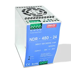 Binazk High Quality 120VAC To 24 48VDC Industrial Power Supplies Din Rail 3A 5A 10A 20A For Industrial Control System
