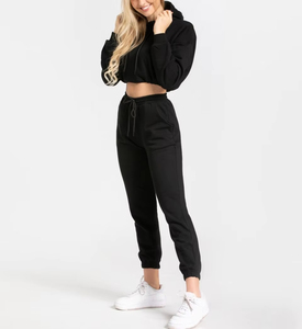 High Quality Designer Custom Pullover Sweatshirt Women <b>Crop</b> Top Athletic Hoodies And <b>Trouser</b> - Product Image 3