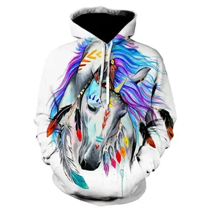 Expensive hoodie brands fleece Beautiful Hoodies Printed Horse Oversized Men Women's Sweatshirt Pullover Long Sleeve Hooded