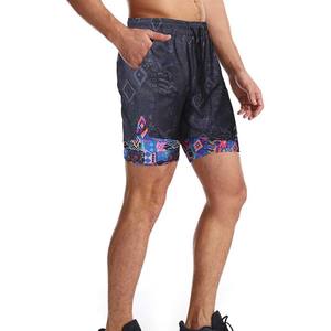 JWJ Short de course d'entraînement 2 en 1 pour homme Short de gymnastique athlétique de 7 pouces Doublure de compression Short imprimé de style personnalisé camouflage - Product Image 6