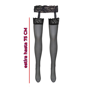 Bas cuissardes en nylon transparent ultra-fin avec ceinture en dentelle Carto - Product Image 2