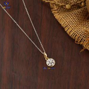 Colgante de diamante de corte brillante redondo TDW 0.077 con cadena de oro amarillo certificado/diamante Cvd no certificado | Joyería - Product Image 3