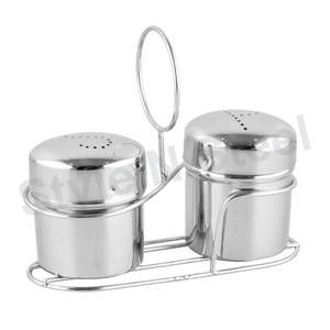 Juego de 3 piezas de sal y papel de acero inoxidable Juego de contenedores de especias con coctelera Diseño elegante CLÁSICO A precio al por mayor - Product Image 1