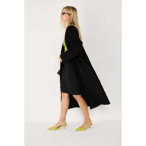 Cardigan long en tricot noir style glamour, décontracté, crocheté, imprimé automne et motif uni, décoration boutonnée, longueur courte - Product Image 3