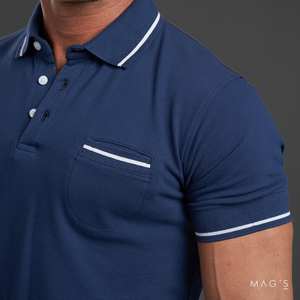 เสื้อยืดโปโลสำหรับผู้ชายทำจากผ้าฝ้ายผสม100% ออกแบบโลโก้ได้ตามต้องการ - Product Image 4