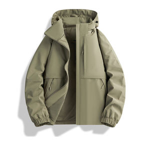 Veste coupe-vent d'extérieur pour hommes de marque personnalisée pour l'hiver, chaude, imperméable, tissu écologique, à capuche, longue et légère, conception OEM ODM - Product Image 5