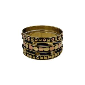 Brass and Copper Bangle <b>Bracelet</b> Set of 5 Pieces Double Tone Mixed <b>Metal</b> Bangles for Womens Fashion & Ethnic Jewelry Collection - Product Image 1