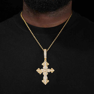 Custom VVS Moissanite Diamond Cuban <b>Cross</b> Pendant <b>Necklace</b> <b>Women</b> 925 Sterling Silver Hip Hop Moissanite <b>Cross</b> Pendant <b>for</b> Men - Product Image 5