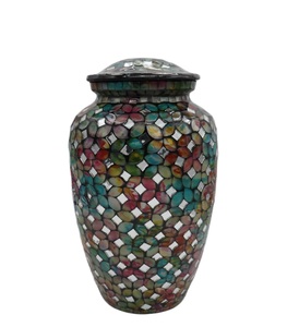 Urna funeraria hecha a mano de aluminio de arrecife Multicolor para cenizas humanas Urna de entierro de tamaño adulto grande Aplicado a mano Tamaño personalizado individual - Product Image 3