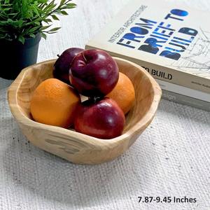Bol décoratif en bois fabriqué à la main pièce maîtresse sculptée naturelle vaisselle rustique pour salle à manger affichage de cuisine ou utilisation de cadeau - Product Image 6