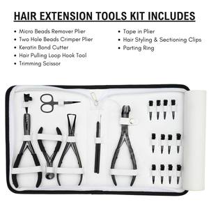 Kit d'installation et de retrait d'extensions de cheveux avec pince à micro-perles, pince à extensions adhésives, coupe-bande, crochet de sectionnement, clips à anneaux - Product Image 2