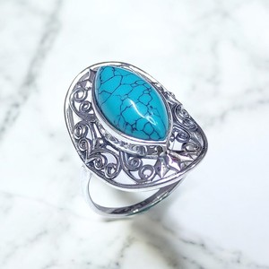 Vintage Natural Marquise Cut Moonstone <b>Turquoise</b> & Labradorite 925 Sterling Silver Boho <b>Ring</b> Big Bohemian Chunky Handmade <b>Rings</b> - Product Image 4