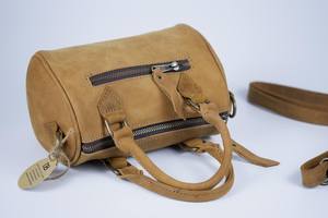 Bolso de Mensajero de un solo hombro de cuero genuino para mujer, ligero, nuevo cilindro, monedero, cremallera, sangría rómbica - Product Image 6