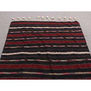 พรมตุรกีขนาด 4.5x7.5 ฟุต, พรมคิลิม, พรมลายตารางสีแดงทำจากขนสัตว์ - Product Image 4