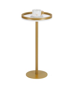Table d'appoint ronde en métal et pierre de marbre de style moderne Table d'appoint sur pied pour le salon et les petits espaces - Product Image 1