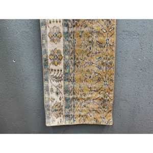 Turkish 1.7x4.1 ft Rug, Vintage Rug, <b>Brown</b> Ikat <b>Wool</b> Rug - Product Image 2