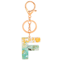 Porte-clés en résine époxy personnalisé, pendentif fleur, paillettes en résine, lettres de l'alphabet, porte-clés