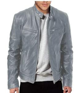 Veste en cuir pour homme, style bomber, motard, en cuir PU, décontractée, coupe ample, veste pour homme - Product Image 3