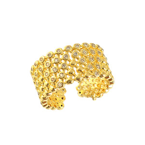 Anillo DE BODA elegante y versátil chapado en oro de 18 quilates con diseño de panal geométrico minimalista - Product Image 1