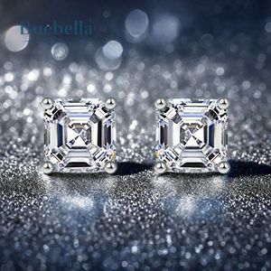 Venta caliente de los hombres de Plata de Ley 925 14K oro blanco Asscher diamante corte Stud pendientes estilo Hip Hop - Product Image 5
