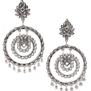 Best Selling High Grade Oxidised <b>Silver</b> Multi Round <b>Drop</b> <b>Earrings</b> High Quality Ethnic Jewelry Direct Indian Supplier Wholesale - Product Image 1