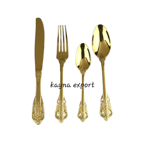 Juego de Cubiertos de Diseño Artesanal Moderno, 4 Cucharas, Mango Chapado en Oro con Pulido Espejo, Acero Inoxidable, para Uso en la Cocina - Product Image 3