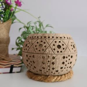Portavelas abstracto natural, respetuoso con el medio ambiente, soporte de cáscara de coco para velas homelight - Product Image 5