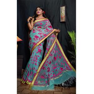 Calidad superior Firoji Color Pure Resham Saree con bordado Venta caliente Diseñador Saree Bodas Mejor calidad Mayorista Surat - Product Image 1