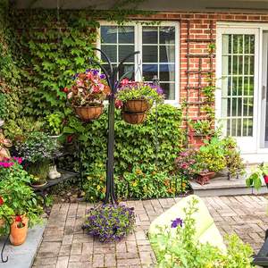 Panier de jardin suspendu à cadre en métal avec doublure en fibre de coco au meilleur prix revêtement végétal en fibre de coco - Product Image 3