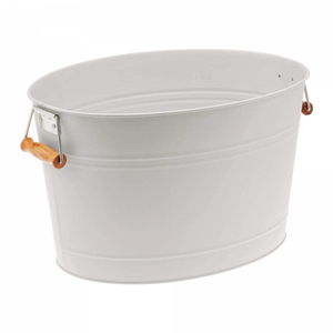 Seau à glace ovale en métal pour refroidisseur de vin avec manche en bois enduit noir pour les fêtes de bar seaux à glace à champagne - Product Image 5