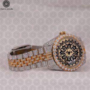 Montre de luxe Charm Jewells en acier inoxydable, boîtier rond de 38 mm, cristal saphir, lunette sertie de diamants, mouvement à quartz analogique, unisexe - Product Image 2