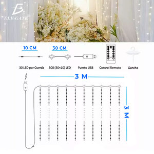Luci a tenda LED con telecomando, 8 modalità WS2812B, crea un'atmosfera magica nel tuo spazio - Product Image 3