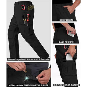 Pantalones Cargo Tácticos para Hombre, 100% Algodón, Ligeros, Transpirables, Resistentes al Viento, para Trabajo al Aire Libre, Estilo Jogger, Cintura Media Elástica, Multibolsillos - Product Image 3