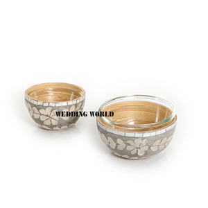 Ensemble de deux saladiers en bois de qualité supérieure faits à la main en gros bol de service classique élégant de luxe bol de service en bois - Product Image 3