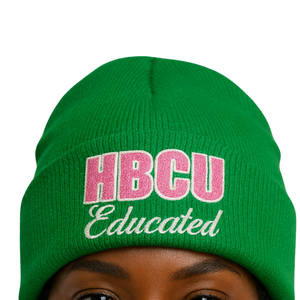 Gorro de Punto Verde con Bordado de Chenilla, Estilo HBCU, para Hermandad Griega Divine Nine, Gorro Personalizado de Moda - Product Image 4