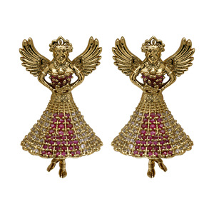 Boucles d'oreilles pendantes élégantes antiques AD bijoux en laiton de luxe personnalisés Sri Jaya Mehndi plaqué pour les mariages - Product Image 2