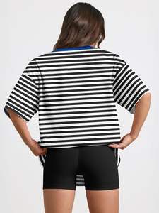 Camiseta de manga corta para mujer Camiseta con logotipo personalizado OEM Ropa de verano informal Ligera y transpirable - Product Image 4