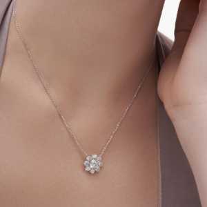 Collar con Colgante de Diamantes en Forma de Círculo Clásico de 3.87 Ct para Mujer en Oro Blanco de 14K, Joyería Cultivada en Laboratorio - Product Image 1