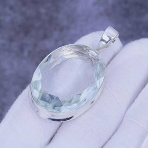 Pendentif en topaze blanche, argent sterling 925, fait à la main, ovale, 1,5 pouce, plaqué or 18 carats, bijoux pour enfants et femmes, cadeau élégant - Product Image 5