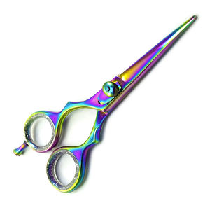 Barber Hairdressing Stainless Steel Scissors 5.5 Inch Serrated <b>Edge</b> Multi Color DIY Professional Salon Cutting Shears - Product Image 4