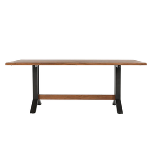 Table à manger classique industrielle noire et marron, plateau carré en bois d'acacia massif, pieds en métal, table à manger pour la maison et la cuisine - Product Image 2