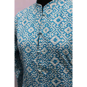 Chaqueta de Algodón con Costuras Kantha Turquesa para Mujer, Chaqueta Bomber Reversible Estampada, Decoración de Patchwork Acolchado, Prenda Ligera para Verano - XL - Product Image 4