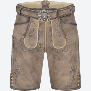 Alemán bávaro Lederhosen shorts hombres cabra cuero bordado Oktoberfest desgaste OEM proveedor pedidos a granel listo - Product Image 1