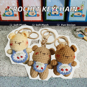 Porte-clés Ours en Crochet Miniature, Pendentif Dessin Animé en Fil Tricoté, Jouet Animal en Fil, Cadeau Disponible en Gros - Product Image 3